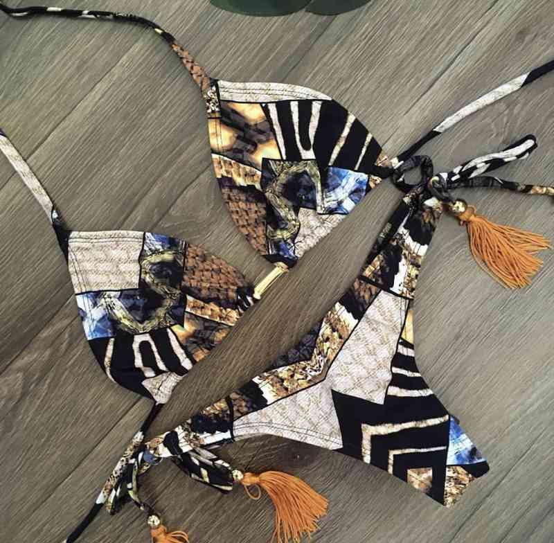 Print 2021 Tassel New Swimsuit Sexy Bikini-image-671639414