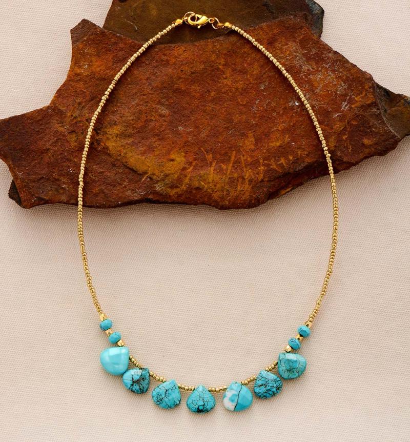 

Chokers Women Necklaces Turquoises Seed Beads Short Necklace Fashion Statement Girl Mom Gifts Jewelry