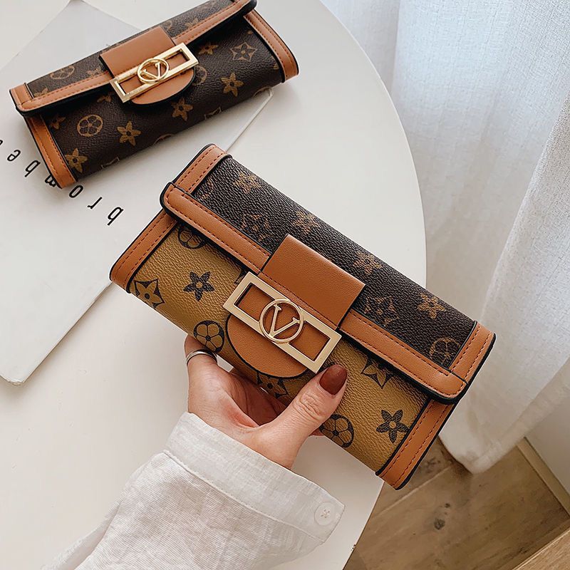 

fashion desginer pu leather wallet women's long folding card bag, Customize