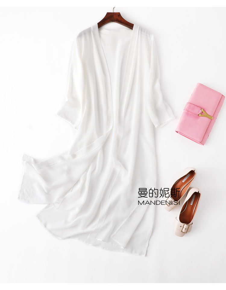 

Womens 100% Silk multi colors Thin Type Long Top Kimono Cardigan Shawl Coat Blouse Summer Beach Cover Up M148g