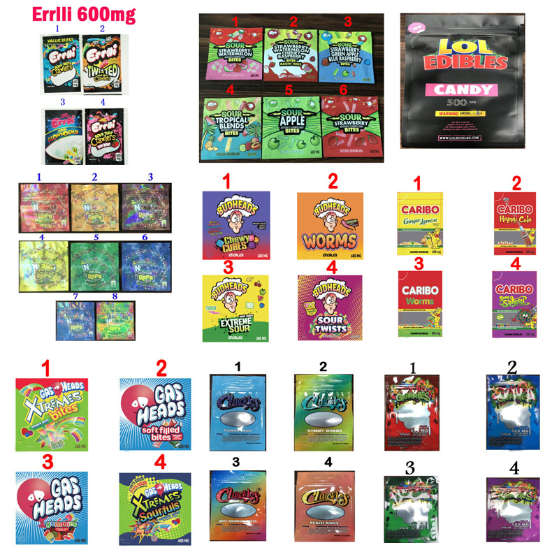 

EMPTY Edibles Packaging mylar bags Medicated Infused Gummy Worms Candy edible package rope dope belts