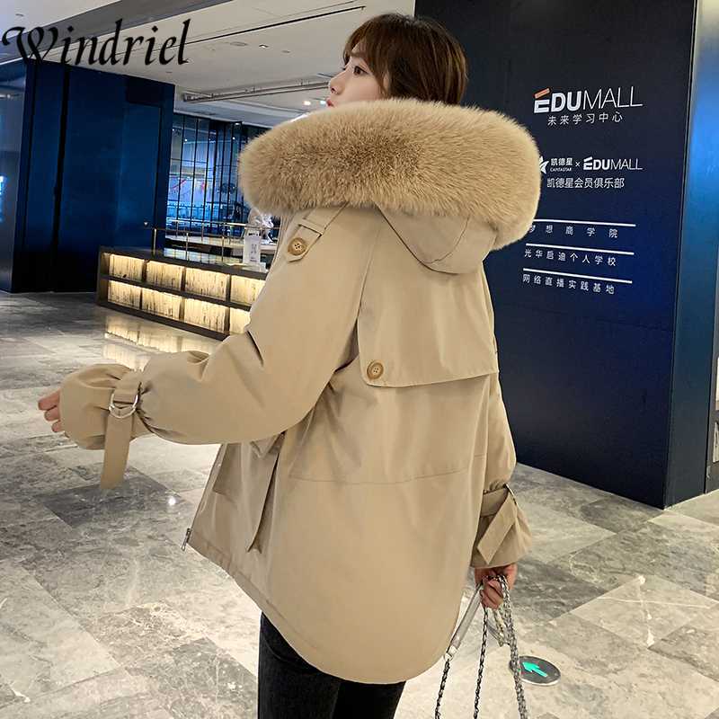 

Women's Down & Parkas Winter Jacket Jackets And Coats Thick Parka Woman Coat Warm Fashion Outwear Fur Lining Windriel XOER, Black