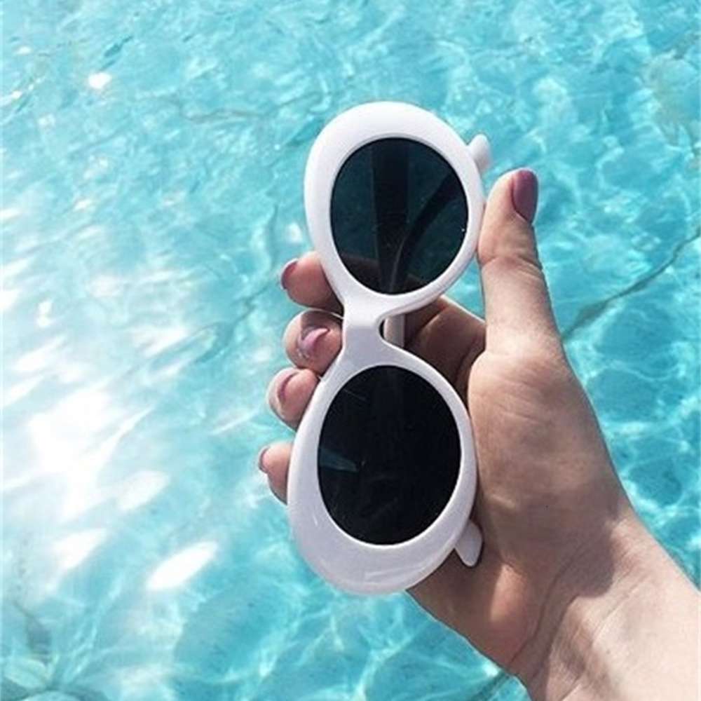 

2021 goggle Kurt Cobain glasses oval sunglasses ladies trendy hot Vintage retro sunglasses Women's white black eyewear UV