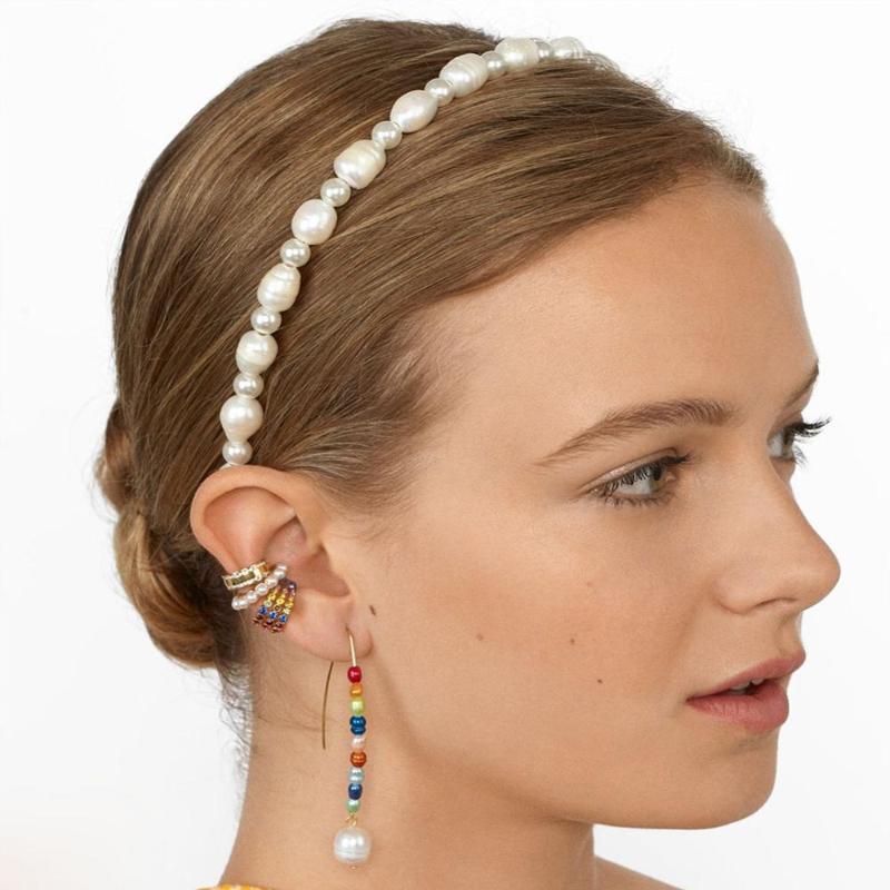 

Hair Clips & Barrettes 2021 Korea Sweet Romantic Round Imitation Pearl Circle Woman Elegant Accessories Wedding Party Head Wear Jewelry, Golden;silver