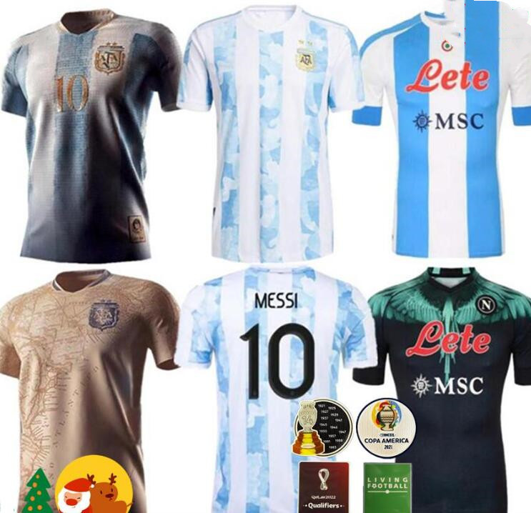 

Clothing 2021 2022 Argentina MESSI Soccer jerseys 21 22 Naples Napoli home away Football Shirt Retro 1978 1986 Maradona men jersey Short sle, White;black