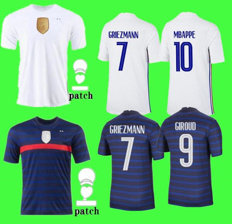 

France home soccer jersey 21- 22 away MBAPPE GRIEZMANN KANTE POGBA maillots de football maillot equipe French size -4xl, White