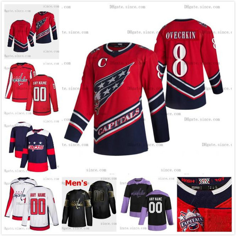 

Washington Capitals 8 Alex Ovechkin 2020-21 Reverse Retro Jersey Henrik Lundqvist Nickla Backstrom Tom Wilson Braden Holtby John Carlson Fac, Black;red
