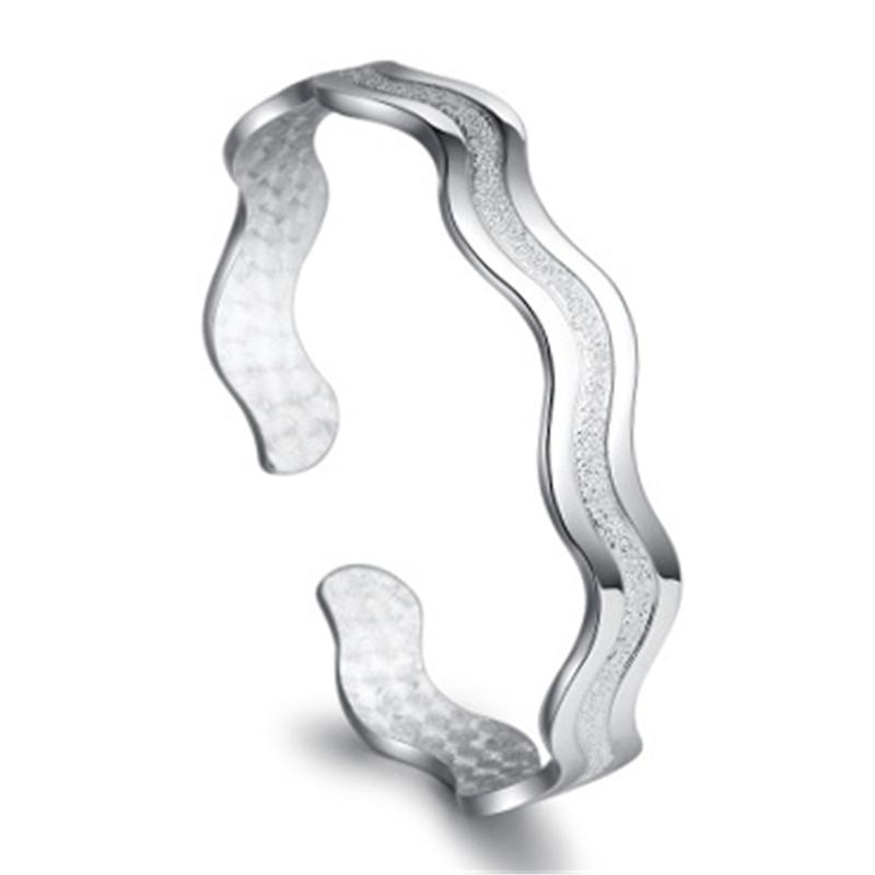 

Bangle Silver-plated Bracelet Frosted Women's Double-line Loop LoveInterlaced Water Ripple Wave