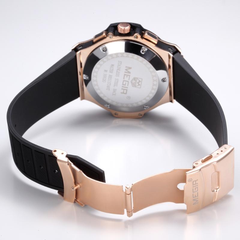 Watch Bands MEGIR 26mm Black Silicone Watchband For 3002G Strap Bracelet Belt-image-714497368