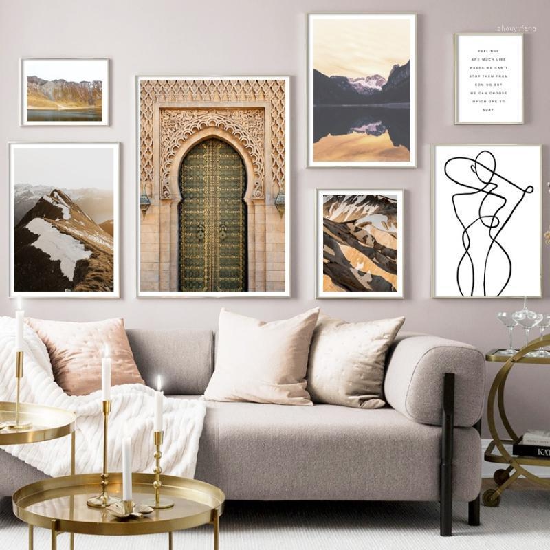 

Paintings Morocco Door Snow Mountain Lake Quotes Wall Art Canvas Painting Nordic Posters And Prints Pictures For Living Room Decor