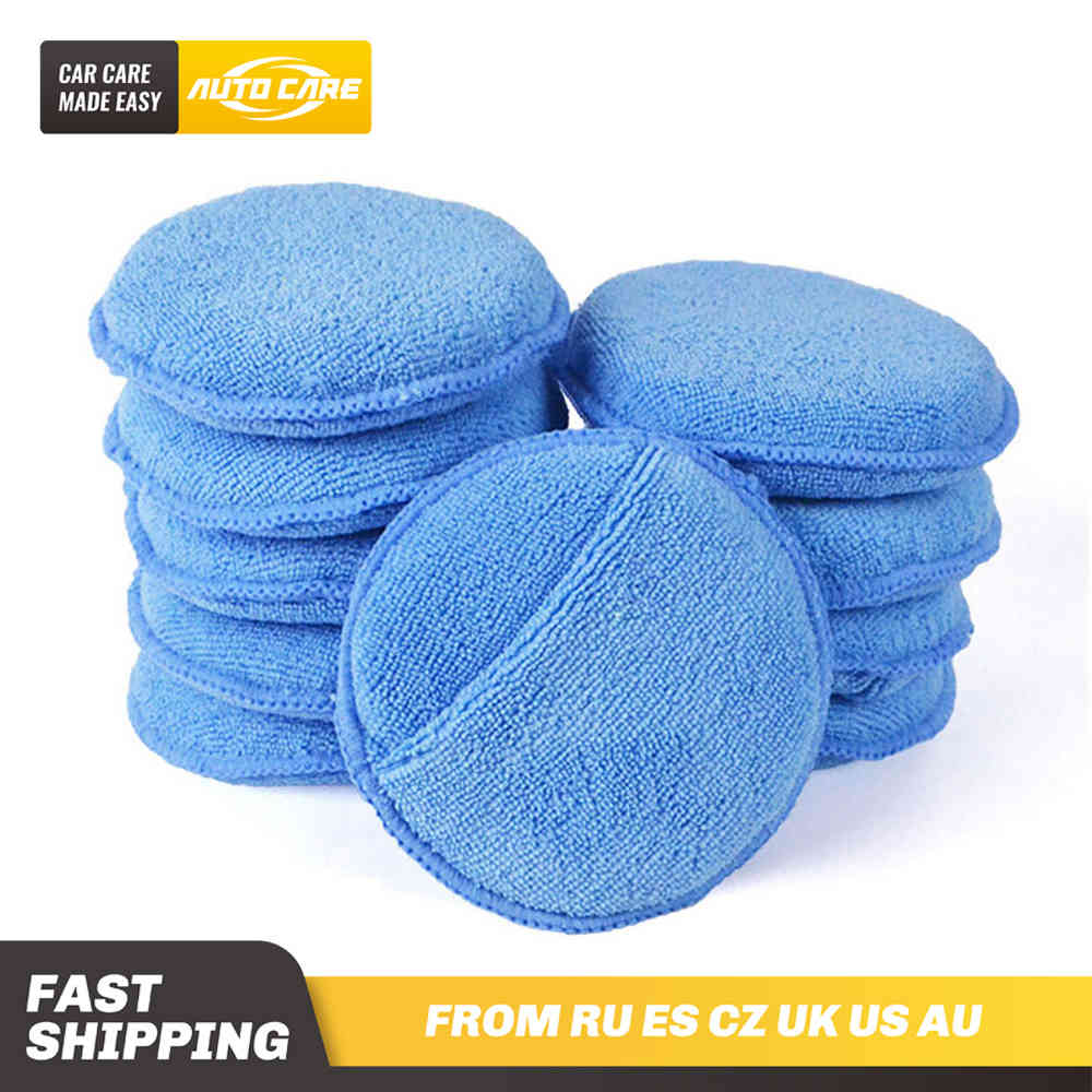 

Applicator Pad 10pcs 5" Diameter Ultra soft Microfiber with Finger Pocket Polish Car Wax Apply Remover Buff Pads