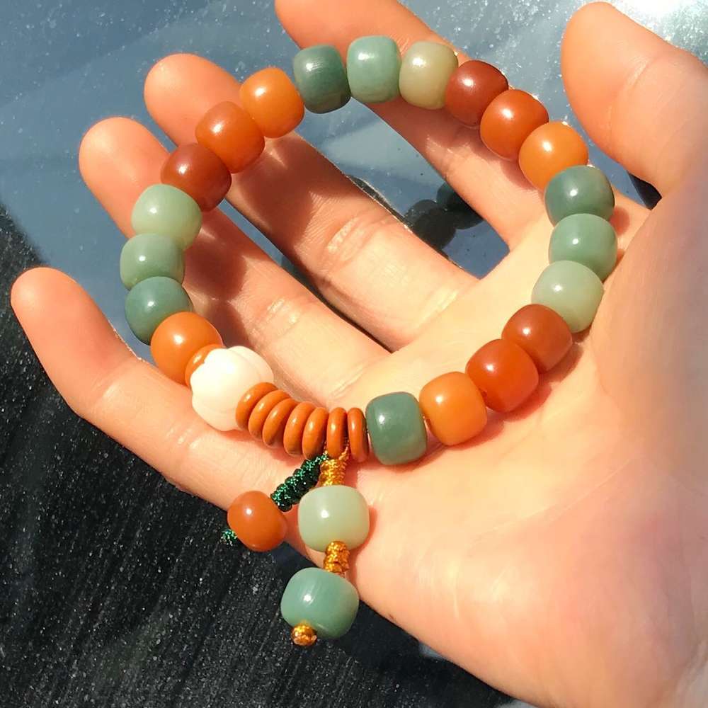 

bracelet Duobao Bodhi root Buddha beads colorful Bracelet, Golden;silver