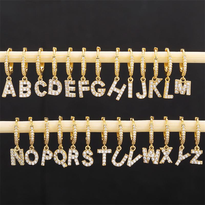 

Hoop & Huggie A B C D E F G H I J K L M N O P Q R S T U V W X Y Z Initial Letter Earrings Alphabet Bijoux Body Jewelry Gold