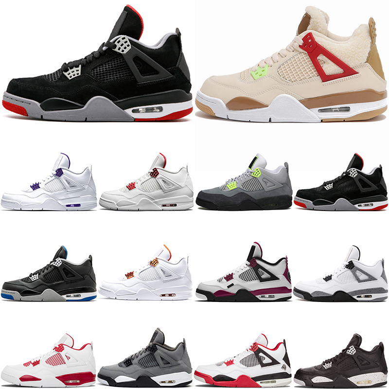 

fashion basketball shoes 4 4s Black Cat Pure Money Pine Green oreo Fire Red Cool Grey White Cement orange metallic bred Neon trainers sneakers men