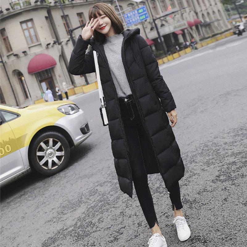 

Women's Down & Parkas Fashion Female Jackets Korean Style Hooded Long Winter Women Side Zipper Pocket Thicken Warm Feminine Coats, Black