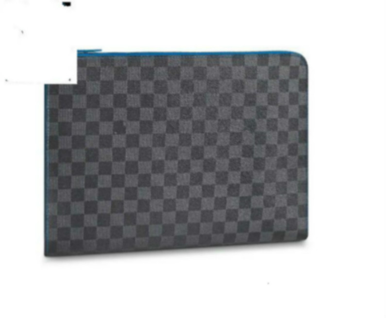 

N64032 POCHETTE JOUR GM Blue MEN REAL LEATHER LONG WALLET CHAIN WALLETS COMPACT PURSE CLUTCHES EVENING KEY CARD HOLDERSa, Black;red