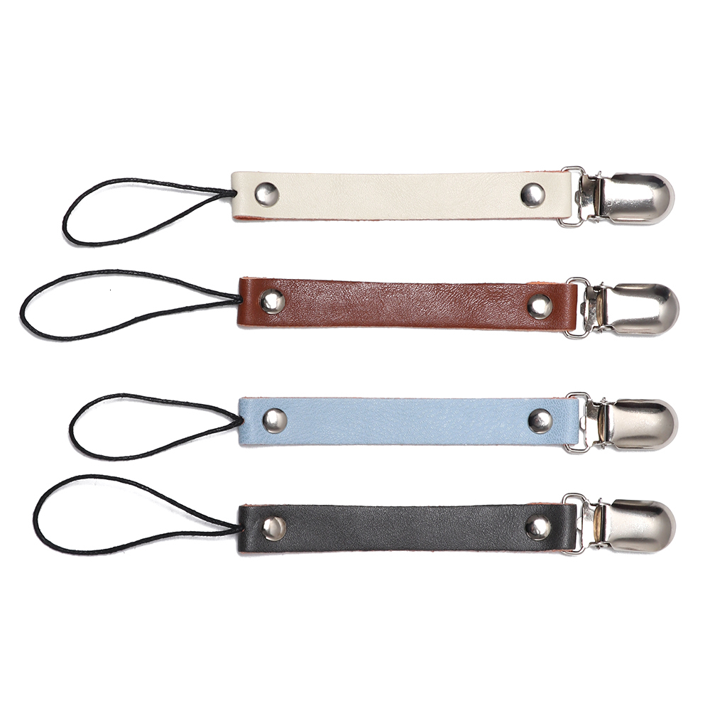 

Pacifiers# Leather Baby Short Pacifier Clip Chain Soother Nipple Holder Clasps Metal Dummy Feeding For Product Attache Sucette PA8N