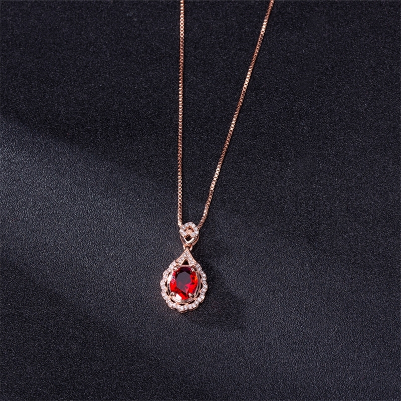 

Genuine Real 14 K Rose Gold Pendant Natural Ruby Necklace Jewelry Slide Joyeria Fina Para Mujer Gemstone 14K Collares Necklaces 210319