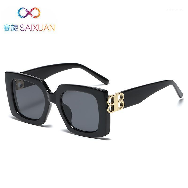 Rectangle BB Logo Sunglasses Femmes Men 2021 Produits tendances Vintage Shades de mode pour Feminino