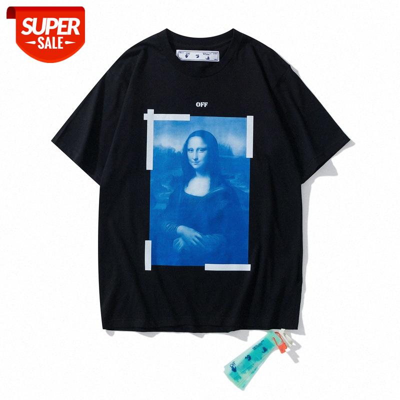 

Spring and summer OW Mona Lisa oil painting short-sleeved T-shirt, the same style for men women #wL8T, White;black