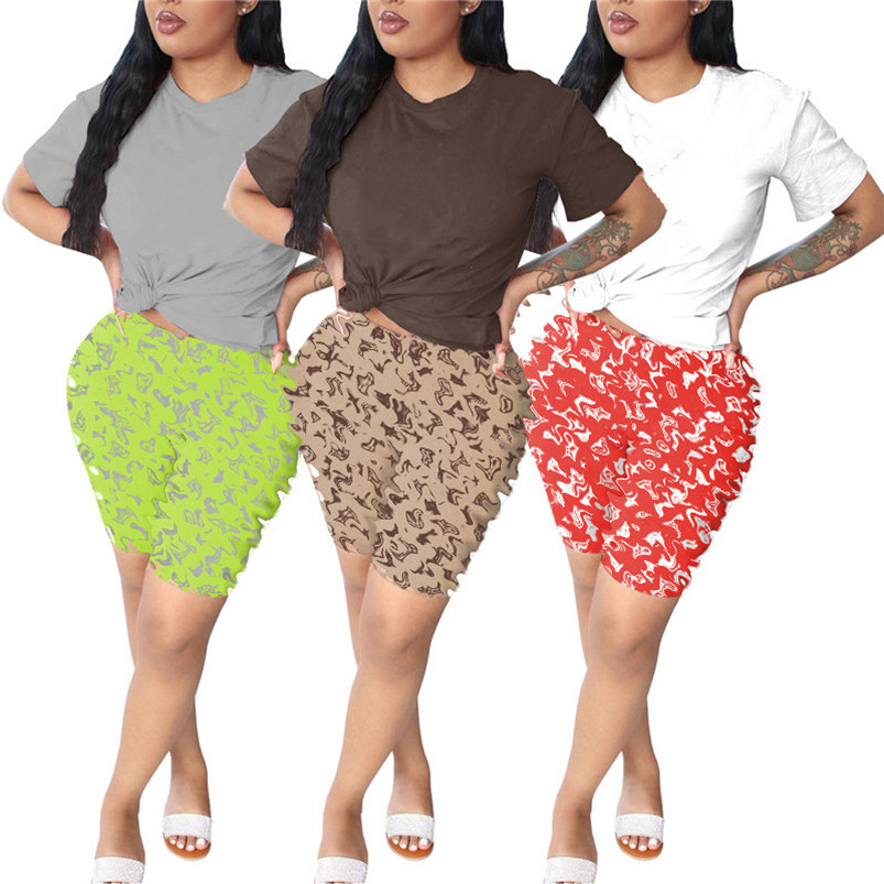 

Womens Outfits Two Pieces Set Tracksuits Short Sleeve Shorts Top Sportswear Ladies Pants Suits 2021 Type Selling klw6258, Mix color