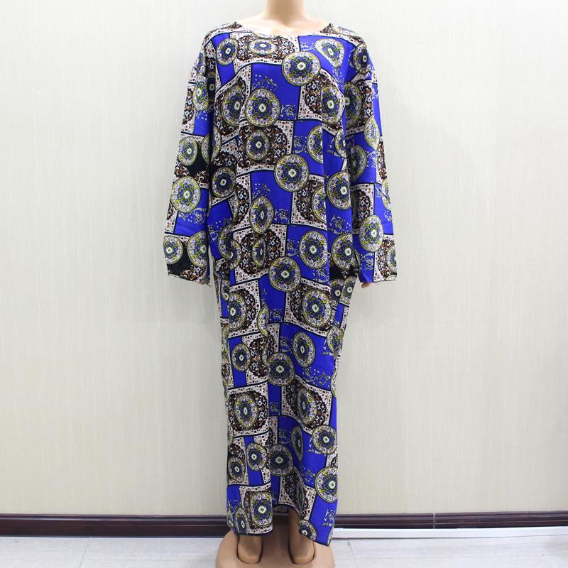 

Ethnic Clothing 2021 African Dresses For Women Fashion Design Arrival Print Cotton Material Casual O-Neck Dess Vestidos De Fiesta Noche