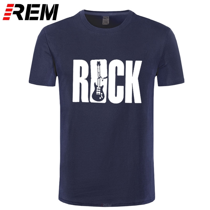 

REM Streetwear Men's O-neck Short Sleeve T Shirt ROCK Guitars Music Pirnt T-Shirt Hip Hop Rock'n'roll Tees Tops Harajuku 210707, Black green