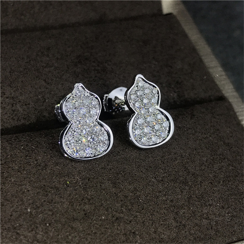 

Cute Gourd Shape 100% Real 925 sterling silver Earrring AAAAA Cz Engagement Wedding Stud Earrings for women Bridal Party Jewelry