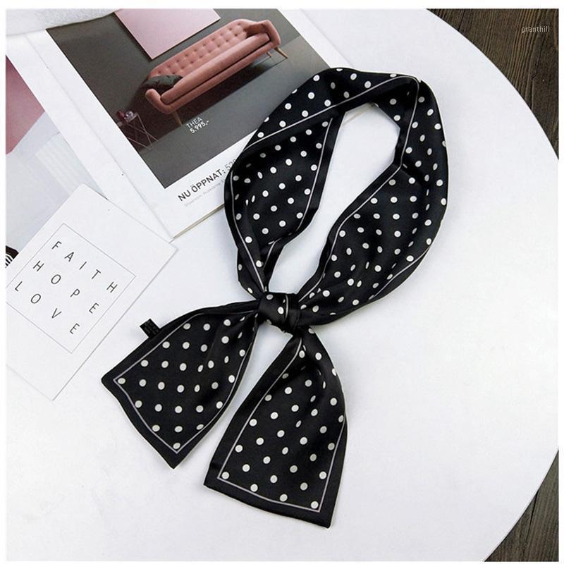 

Scarves Black Dot Elegant Floral Silk Long Scarf Hair Tie Band Small Women Neckerchief Head Hijab Scarfs For Ladies, Blue;gray