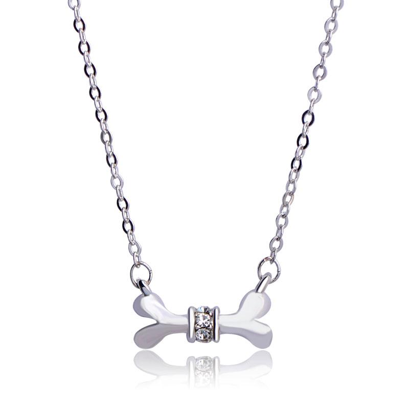 

Pendant Necklaces Blucome Cute Necklace Dog Bone Shape Shiny Zircon Copper For Women Girl Party Suit Dress Accessories Gift