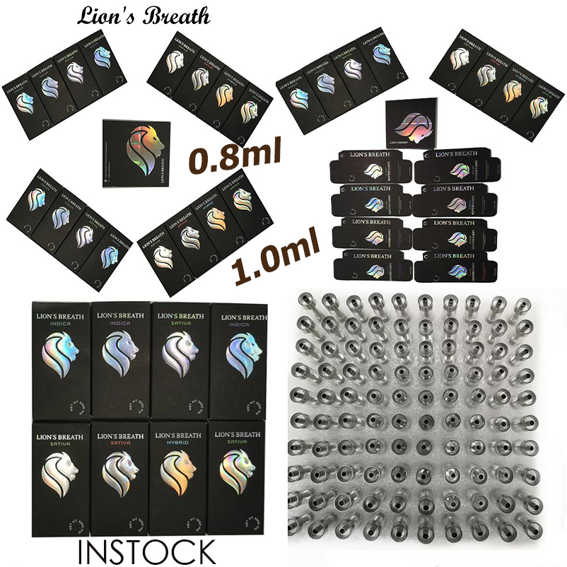 

Lions Breath Vapes Cartridges Vape Pens 510 Thread Carts Atomizers Disposable E Cigarette Cartridge Packaging Instock 11color 0.8ml1.0ml Rou