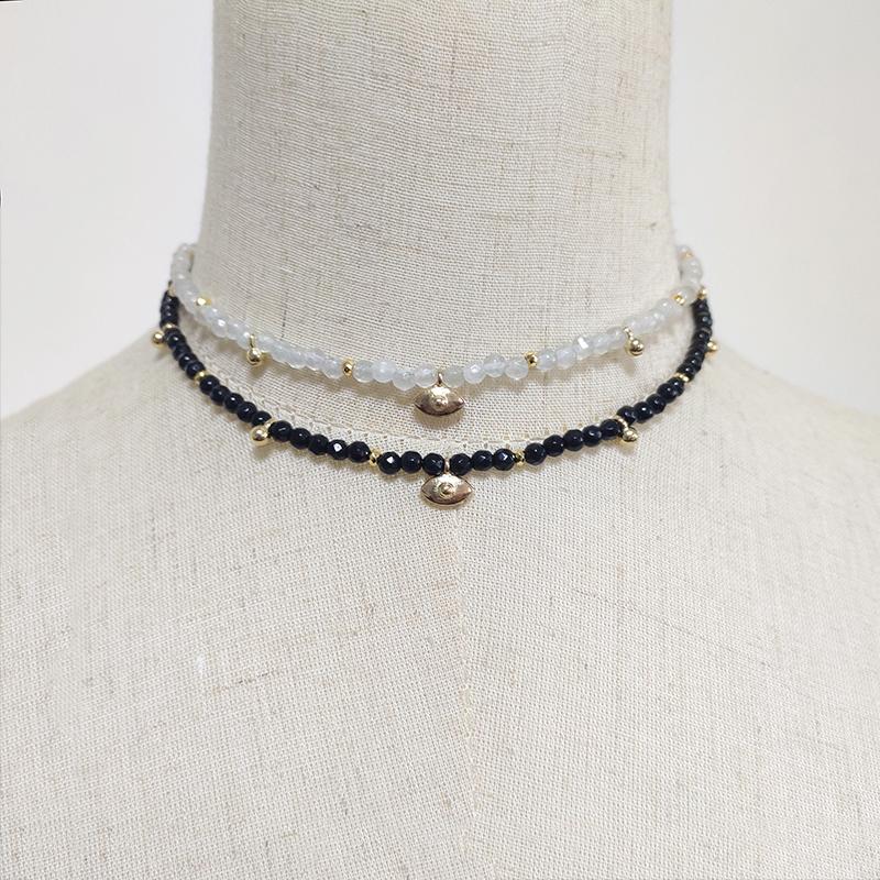 

Natural Stone Beaded Short Necklace Golden Pendant Women's Transport Birthday Gift Exquisite Fashion Accessories Chokers