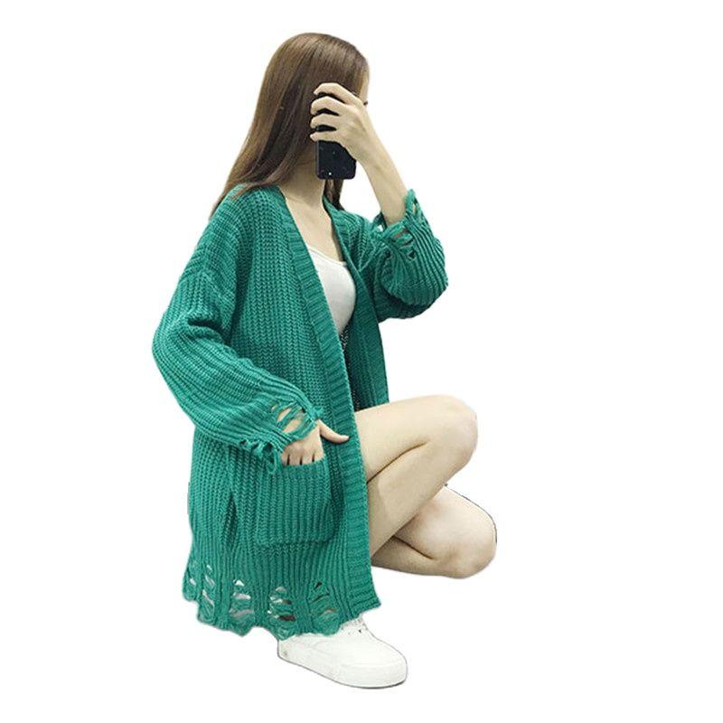 

Women's Knits & Tees Loose Knit Sweater Cardigan 2021 Autumn Casual Coat Korean Style Fashion Hollow Jacket With Holes 3XL, Beige