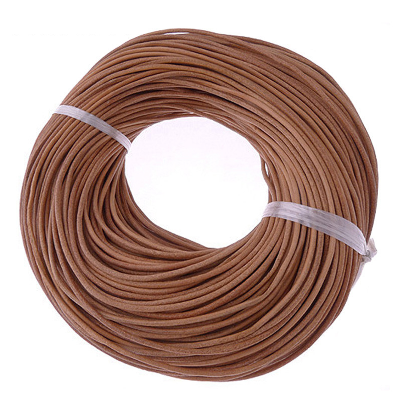 

10Meter 2mm Natural Color Real Genuine Leather Cord Round Rope String for DIY Necklace Bracelet Jewelry Cord Braided Handmade