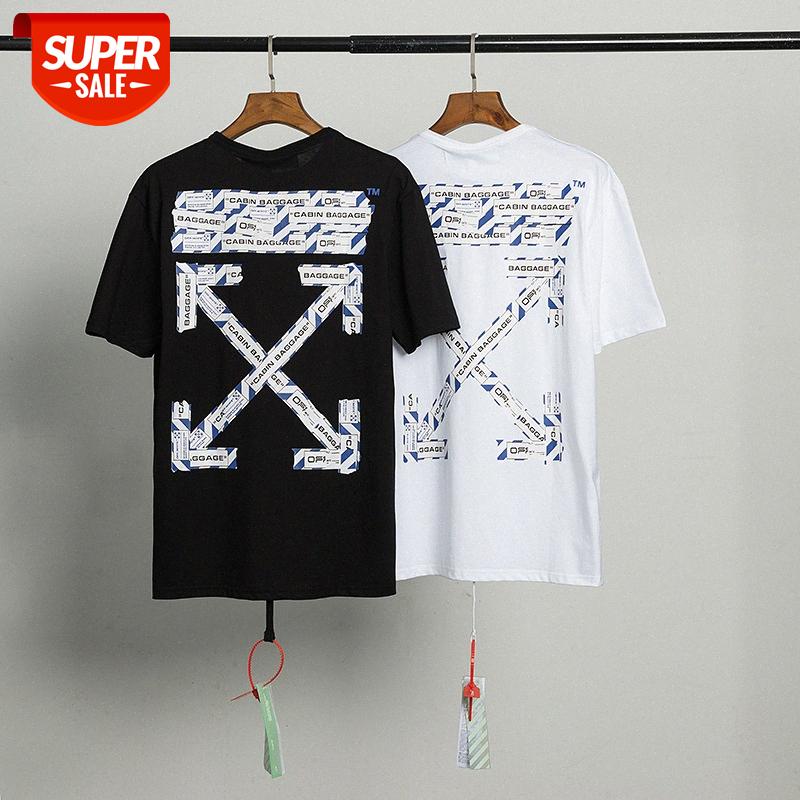 

Tide brand off spring and summer white cordon arrow short-sleeved men women BF wind pure cotton casual half-sleeved T-shirt tee #u99O, White;black