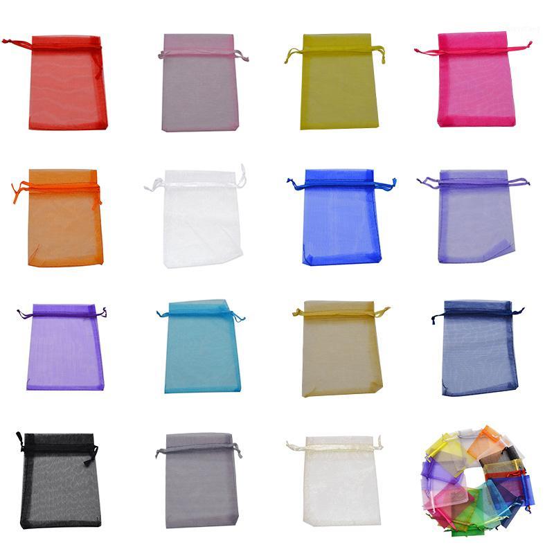 

Gift Wrap 100Pcs Jewelry Organza Bag Wedding Party Candy Pouches Decoration Packing Supplies 7x9 9X12 11x16 13x18 15x20cm Drawable