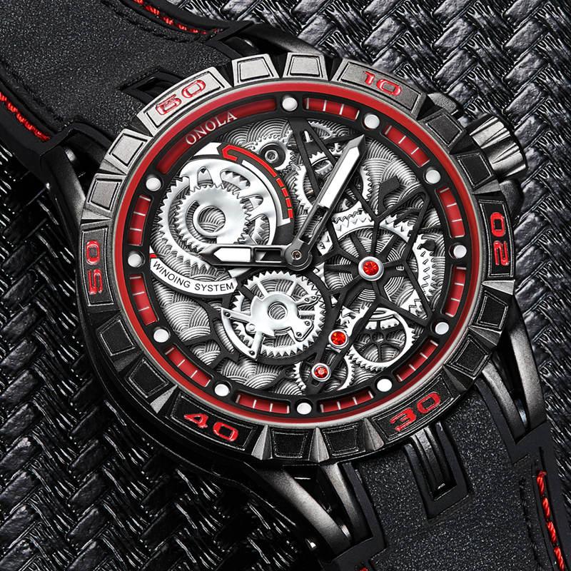 

Wristwatches Visible Gear Wristwatch For Male Hollowed Dial Casual Fashion Wears Watch Half Transparent Carved Design Watches Reloj Hombre, White