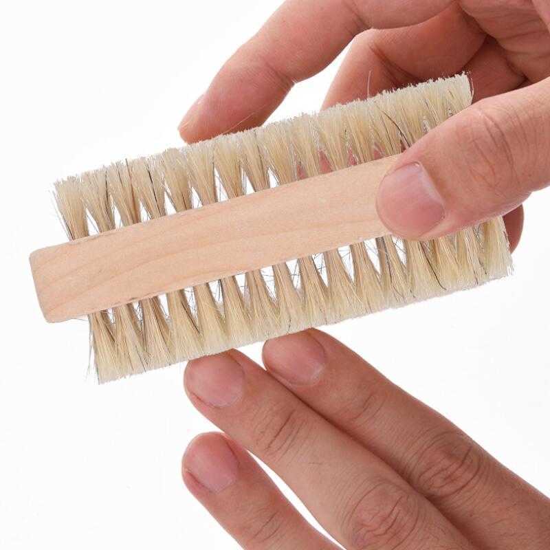 Natural Boar Bristle Brush Wooden Nail Brush Foot Clean Brush Body Massage Scrubber Make Up Tools LX4103