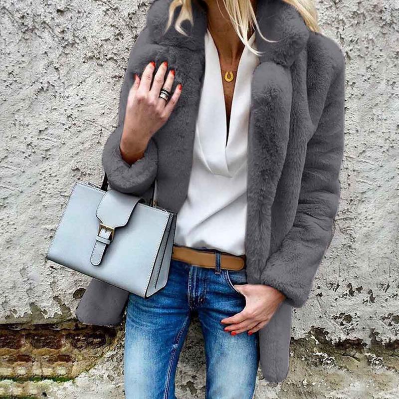 

Women's Fur & Faux Teddy Bear Solid Daily Lapel Neck Outerwear Women Winter Coat Artificial Fleece Casual Warm Long Sleeve Fluffy Party, Black