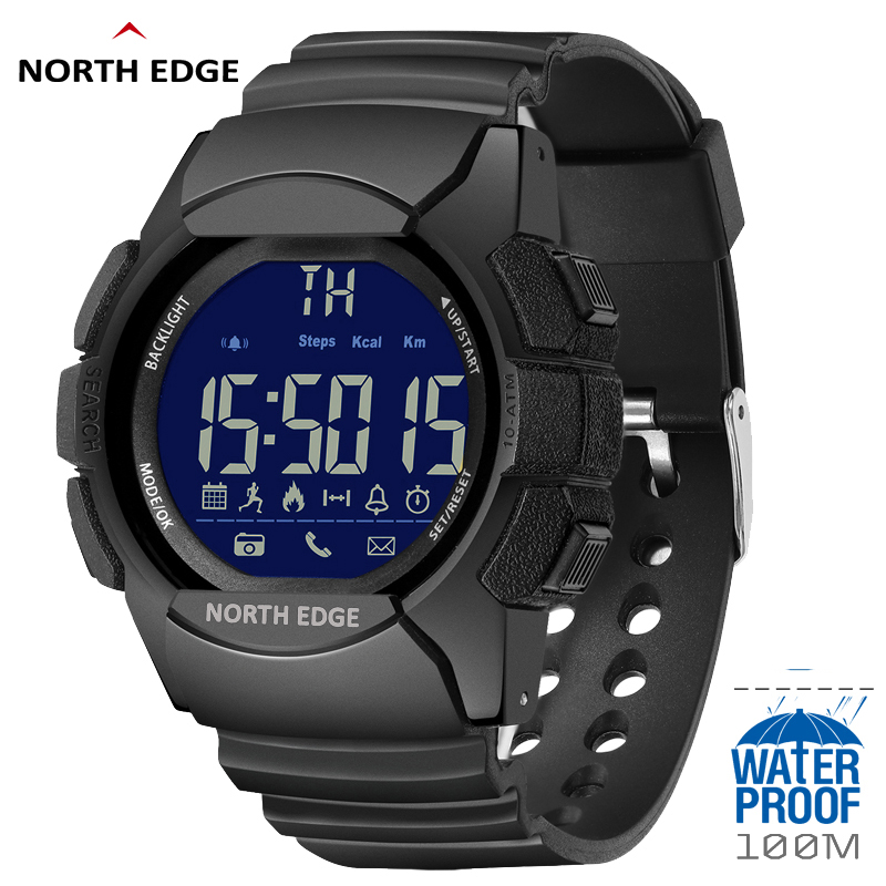 

Mens Watch Military Water Resistant 100M NORTH EDGE Sport Watch Army Led Digital Wrist Stopwatches For Male For IOS Androidg, Black
