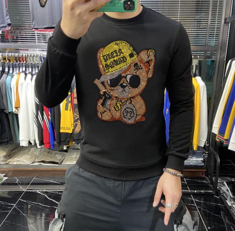 

Men's Hoodies & Sweatshirts The transport of the high quality drop winter diamonds men's clothes fall hoodie design drill, Black