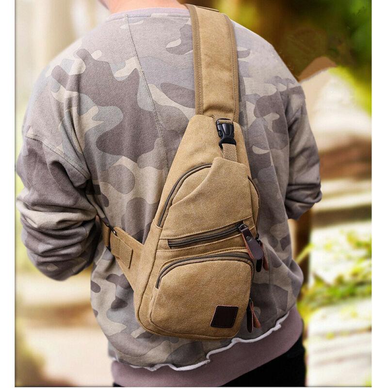 

Duffel Bags Men's Canvas Motorcycle Bike Sling Chest Bag Anti Theft Travel Backpack Daypack Fashion Casual Adjustable Crossbody