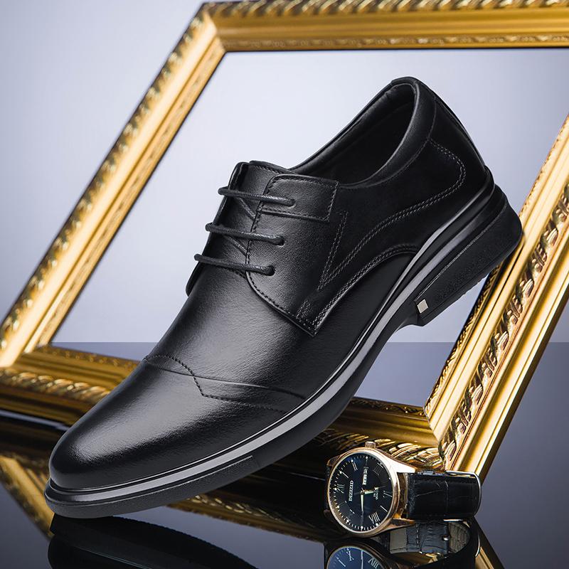 

Dress Shoes 2021 High Quality Men Leather Business Men's Fashion Casual Wedding Comfortable Solid Color, Black fluff