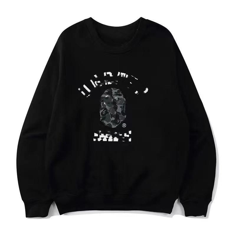 

Men's casual camouflage Paneled hoodies sweatshirt bathing ape cardigan Hip Hop Letters Long Sleeve Shark Print women men Couples Hooded 048, Black