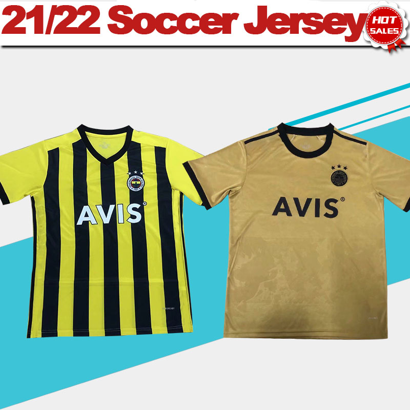 

Fenerbahce Home Yellow Black Soccer Jerseys 21/22 Away Golden Soccer Shirts 2021/2022 Football uniforms, Away jersey