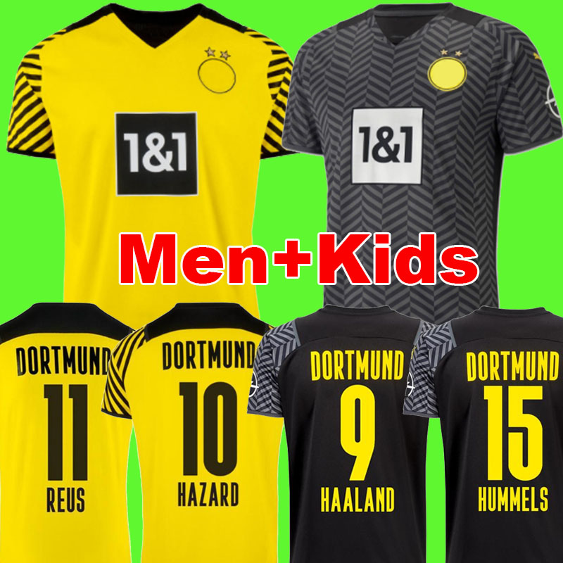 

Borussia Dortmund New soccer jersey 21 22 HAZARD REUS NEONGELB BELLINGHAM football shirt 2021 2022 SANCHO HUMMELS BRANDT PLSZCZEK men + kids kit maillot de foot away, P04 20 21 away