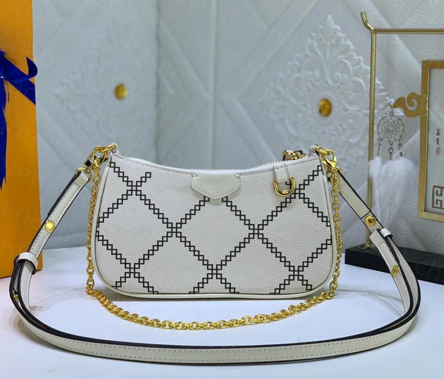 

Women Luxurys Designers Bags EASY POUCH ON STRAP Empreinte Broderies Messenger Womens Totes Fashion Shoulder Purses Handbags Classic Crossbody Tote, White