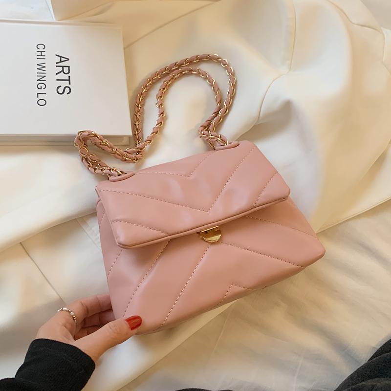 

Embroidery Thread PU Leather Crossbody Bags For Women 2021 Summer Designer Vintage Shoulder Bag Trending Chain Handbags, Black