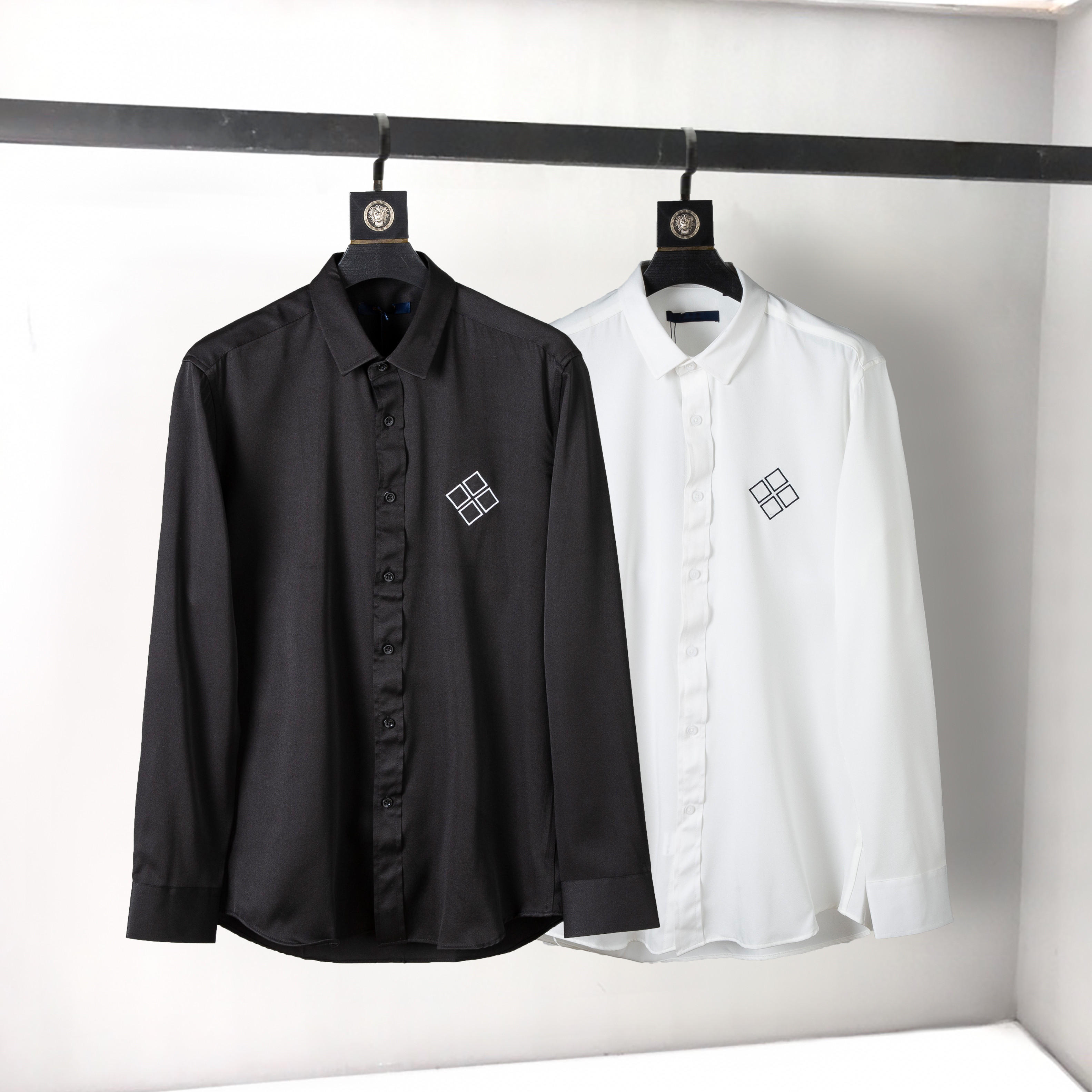 

2021 Designers Mens Dress Shirts Business Fashion Casual Shirt Brands Men Spring Slim Fit chemises de marque pour hommes -3XL #02, White;black