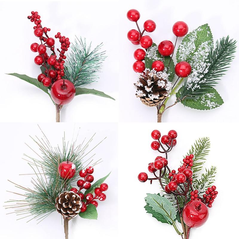 

Decorative Flowers & Wreaths Red Christmas Berry And Pine Cone Picks With Holly Branches For Holiday Floral Decor Crafts Artificial Flower, H05